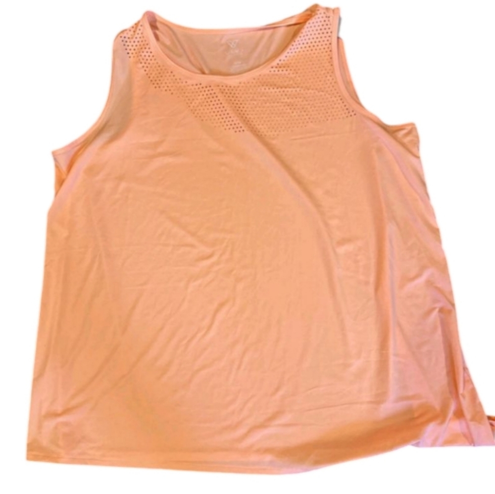 Lane Bryant Livi Active Sleeveless Asymmetrical Orange Dots Yoga Tank Top 22/24